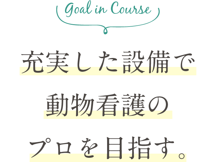 Goal in Course 充実した設備で動物看護のプロを目指す。